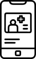 Telemedicine mobile app on smartphone with glossy background flat vector