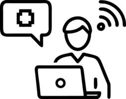 Telemedicine consultation in bright living room with copy space flat vector