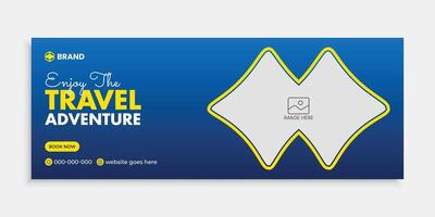 Travel Facebook Cover Design And Web Banner Design Template. vector
