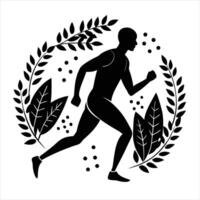 A man running in a wreath of leaves vector