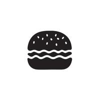 A simple burger icon silhouette for restaurant on white background vector