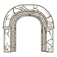 Antique stone arch illustration with classical design features vector