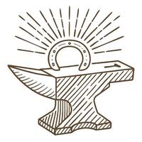 anvil and horseshoe illustration symbol of luck, craftsmanship, blacksmithing, and metalwork vector