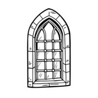 Arched window design black and white geometric pattern with gothic architecture elements vector
