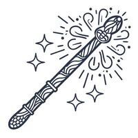 Magic wand illustration with sparkles and swirls, enchanting design for fantasy concept vector