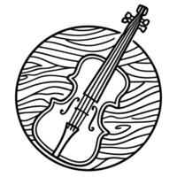 violin illustration on textured circular background, musical instrument art design vector