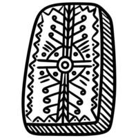 Intricate tribal shield design with geometric patterns and bold black lines vector