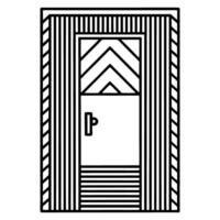 Geometric line art door design with striped frame and chevron pattern vector