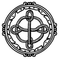 intricate celtic knot design, circular ornate pattern, elegant rope ornament in black and white vector