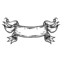 Blank vintage banner with decorative ribbons and scrolls, hand drawn elegant design vector