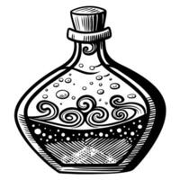 Vintage potion bottle illustration with swirling patterns and decorative elements vector