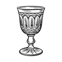 Intricate vintage chalice illustration with ornate patterns on a solid background vector