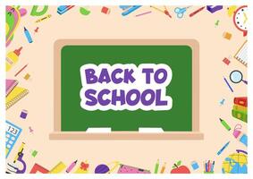 Back to school. Background with school board and phrase. banner. vector