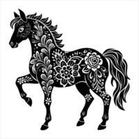 A horse with floral patterns on its body vector