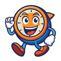 Cartoon Character Mascot Design of an Elegant Clock with a Dynamic Pose vector