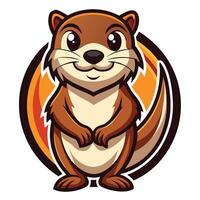 Illustration of a Friendly and Playful Otter Mascot with Cute Cartoon Style vector