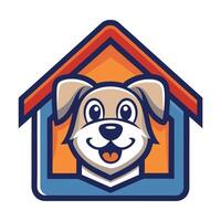Cute and Simple Mascot of a Dog House with Roof and Bone Window vector