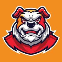 Muscular Bulldog Mascot Character with Fierce Expression in Cartoon Style vector