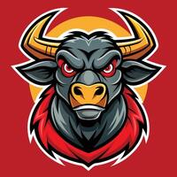Fierce and Mighty Bull Character in Bold Cartoon Style Logo Illustration vector