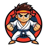 Dynamic Logo Illustration of a Karate Mascot Character in a Cartoon Style vector