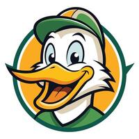 Cheerful Illustration of a Happy Duck Mascot Cartoon with a Playful Expression vector