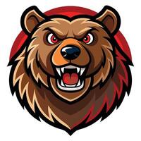 Logo Illustration of a Grizzly Cartoon Mascot with Striking Graphic Design vector