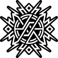 A black and white design with a star in the middle vector