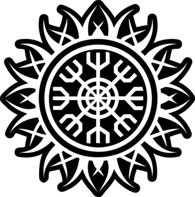A filled style icon of dazhbog symbol