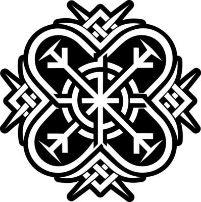 A glyph style icon of rune tattoo