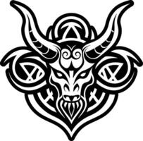 A solid style icon of devil horns symbol vector