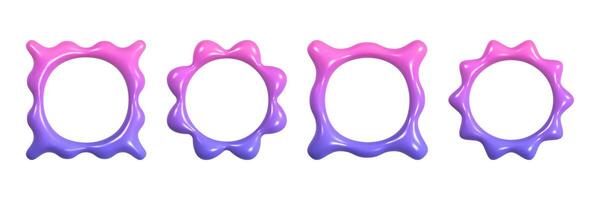 Square wavy 3D frames with a smooth gradient transition from blue to pink demonstrate a bright and playful aesthetic suitable for a variety of creative projects. vector