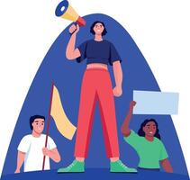 A character doing protest, flat style illustration vector