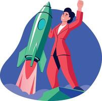 A flat style illustration showing business startup vector