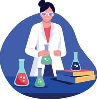 A flat style illustration of a lab scientist vector