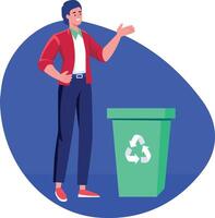 A flat style illustration of a volunteer recycle a waste vector