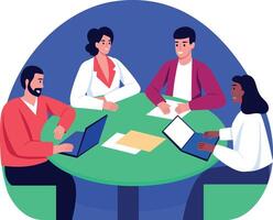 A flat style illustration of a business discussion vector