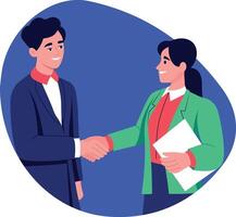 A flat style illustration of character doing handshake vector