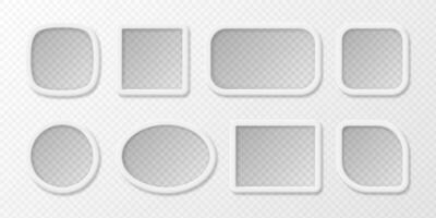 Set of realistic empty white frames for pictures or your information of different shapes. 3d illustration. vector