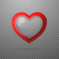 A red heart in the shape of a frame with a transparent glass in the middle. 3D Illustration. vector