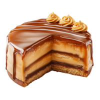 Delicious Argentinian dulce cake with caramel layers and creamy topping png