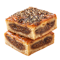 Palestinian fig cake displayed in an isolated setting with a rich texture png