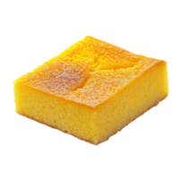 Isolated Burmese semolina dessert with a golden yellow surface and soft texture png