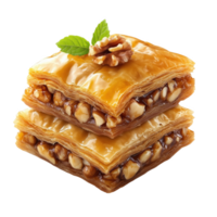 Delicious walnut pastry made with layers of flaky dough honey and nuts in Jordan png