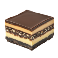 Decadent Nanaimo bar showcasing layers of chocolate and vanilla flavors png