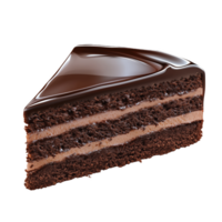 Delicious detailed realistic Austrian chocolate cake slice with glossy frosting png