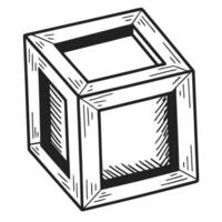 geometric optical illusion of impossible cube drawing vector