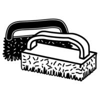 black and white illustration of two scrubbing brushes with handles and bristles vector