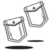 Sketch of floating pockets minimalist drawing, black and white design with shadows vector