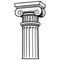 Classical ionic column with elegant scrolls and vertical flutes, ancient architecture design vector