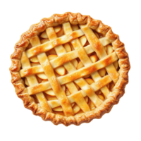 Delicious isolated Dutch apple pie featuring a golden crust and lattice design png